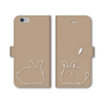 【全機種対応】ひょっこりうさぎ　グレージュ　手帳型iphone/スマホケース【多機種対応】