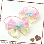 Milkyカラーリボン☆ヘアゴム 2つセット  送料込