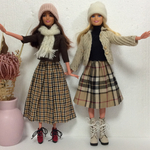mata-2様専用ページ   他のお客様はお求めになれません   ばーびー人形のハンドメイドドール服*格子柄のギャザースカート2点セット