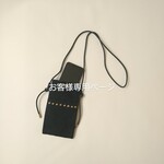 ~yatakanae様専用ページ~パラフィン帆布のスマホポシェット【ブラック&スタッズ】