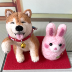 招き柴犬🐕と来年の干支うさぎさん🐇(羊毛フェルト)