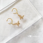 ［ 数量限定★感謝価格 ］蝶 ビジュー CZ キュービックジルコニア × ゴールド ✳︎ シンプル 重ね付け 小ぶり 軽い イヤーカフ