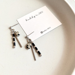 ピアス　イヤリング　天然石　パワーストーン　ダルメシアンジャスパー　オニキス　シルバー　個性的　ハンドメイド　シンプル　モノトーン　ブラック　No.414 送料無料