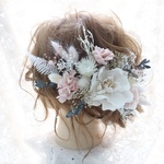 amymham1031様専用ページ♡No.0070  新作♡  くすみピンク×ホワイトヘッドドレス&ブートニア2点セット♡