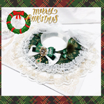🎄merry Xmas🎄クリスマスグリッターオーナメントグリーン❤︎ゴールドラメレース×バックレースリボン【ロングケープ首輪】