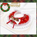 🎄merry Xmas🎄クリスマスグリッターオーナメントレッド❤︎ハート付きチュールレース×バックレースリボン【ケープ首輪】
