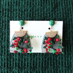 手刺繍リボンとマラカイトのピアス