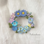 リース型ブローチ〜青〜