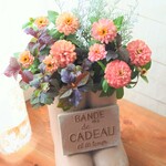 ❀サーモンローズのジニア　お花の寄せ植え　贈り物にも