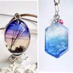 mosrin800様へ おまとめ 帰り道の染まる空 オーバル型＆クリームソーダのレジンネックレス