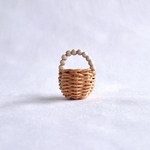ミニチュア　ウッドビーズハンドルカゴバッグ / Miniature Wood Beads Handle Basket / hinoki