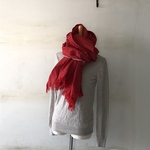 大判ストールW70　先染めリトアニアリネン　dark red