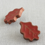 (2個) 18mm 葉っぱのボタン テラコッタ　フランス製　