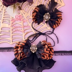 ペット用カチューム　チョーカー　セット🖤ブラック　オレンジ🎃ストライプ🎀Ailebyirodori🎀