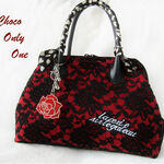 🌹薔薇のレースが高級感たっぷりで上品なパカっと開くバッグ🌹黒の薔薇レース【254】
