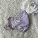 『NEW』ツヤツヤ煌めく刺繍レースマスク✴︎人気ラベンダーカラー✴︎クレンゼ防臭×抗菌✴︎