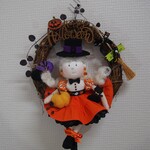 ハロウィンちゃんリース　オレンジのドレス