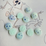 光る【2コセット】JIRI＊IVANA#czechbeads#チェコビーズ　skull15✖️18㍉ vitrail mint