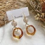 ハンドメイド　ピアス　イヤリング　大振りピアス　おおぶり　アクリルチェーン　ぶら下がり　べっ甲　