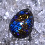 お客様からの依頼品：オルゴナイト（半卵型Ａ）【水晶】ホロ（紫＆ブルー）雪の結晶②