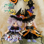 ハロウィンニットドレス&魔女帽子カチューシャ・魔法の杖セット