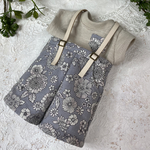 16  ちびそでT サロペットセット　　グレー花柄