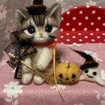 羊毛フェルト　ハロウィンにゃんこ