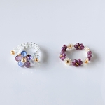 《2点セット》かわいいお花♡ チェコドロップ ビーズリング【ラベンダー】