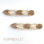 白とブラウン　雫ラインのミニバレッタ＊送料無料＊6㎝ ヘアアクセサリー　#髪飾り