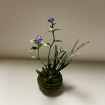 編み編み苔玉　紫小花と山野草　器無し　かぎ針編み　オブジェ