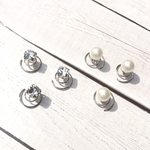 silk pearl & crystal hair pierce《silver》