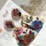 イヤリング　ピアス　インド刺繍　ブラウン系　レジン　レジンピアス　レジンイヤリング　レジンアクセ　レジンアクセサリー　タッセルイヤリング　タッセルピアス　ドライフラワーアクセサリー　