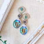 ☆vintage☆シルバー×オーロラブルーな蝶々ピアス/イヤリング