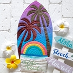 ハワイアンキルト≪サーフボード型ミニタペストリー  Rainbow Beach🌈🌴≫       