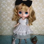 ブライス＊アリス風エプロンドレス４点セット（ブルー）