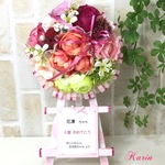 オレンジのバラのミニ花輪