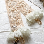 1点物☆インド刺繍リボン スマホ　ショルダー ストラップ♡ライトベージュ