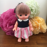 【再販】メルちゃんの洋服(28)  ネイビー×ピンクストライプ
