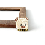 クマの刺繍ブローチ【水玉カプチーノ】