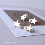 ピアス スター パール 大粒タイプ⚠️オプション欄より選択必須 金属アレルギー対応ピアス イヤリングの場合 イヤリング 樹脂 ピアス チタン ピアス サージカルステンレス ピアス パール 星 ピアス