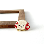 犬の刺繍ブローチ【おはなばたけ】
