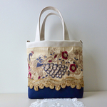 孔雀 が振り向く インド刺繍リボン トートバッグ
