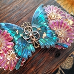 鴉揚羽蝶と合歓の花バレッタ（hair ornaments of butterfly and flower〜sleeping flower〜）
