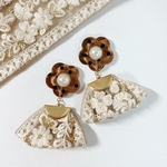 インド刺繍 リボン フラワー * 秋色  ピアス / イヤリング
