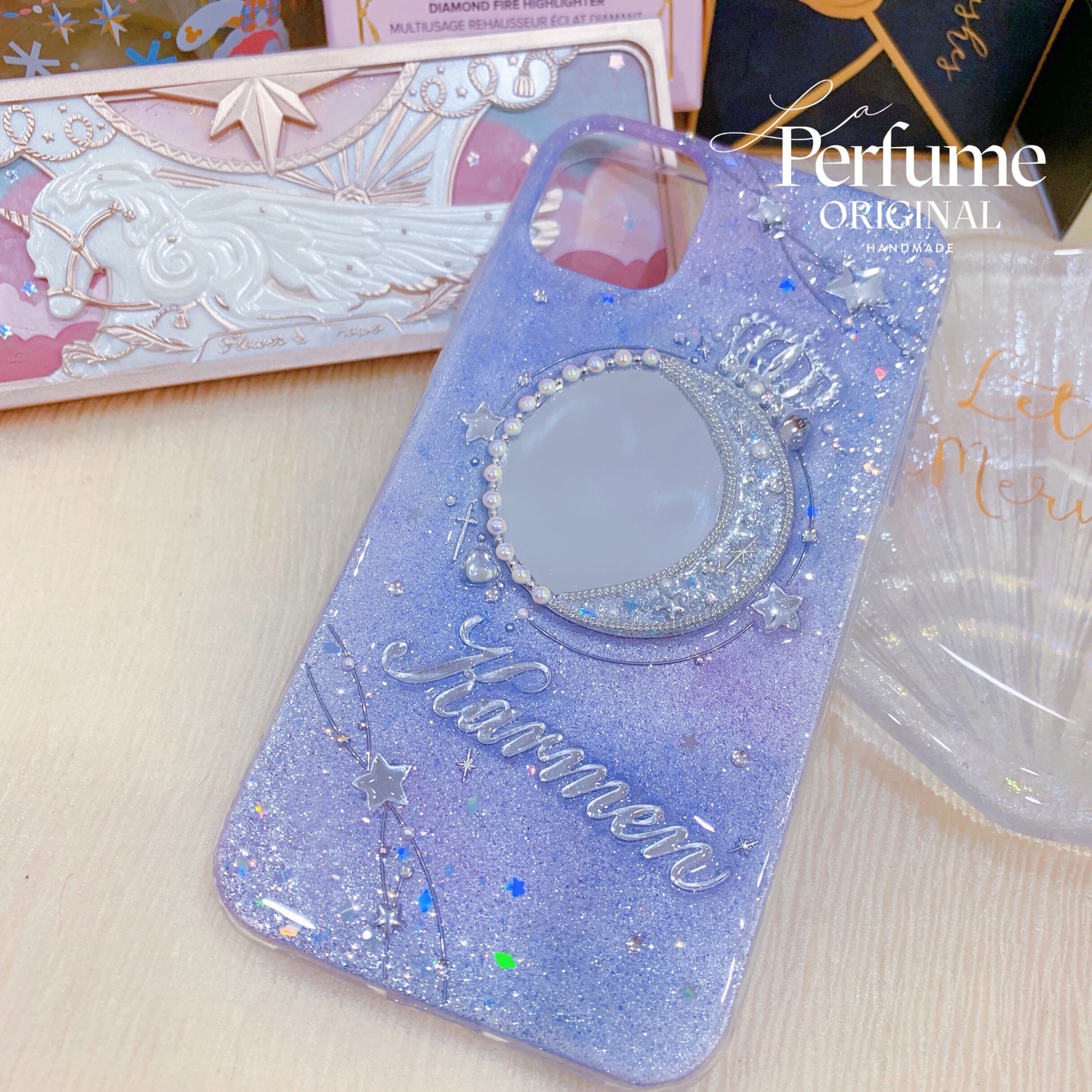 名入れ♡ミラー✨キラキラ クラウンティアラパール♡ イニシャル