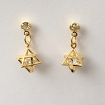 再販　ジルコニア入り六芒星とジルコンダイヤ付ピアス