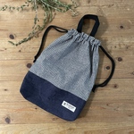 30×38cm 体操着袋  ヒッコリーストライプ×リアルデニム　⭐︎大きめシューズバッグとしても⭐︎