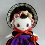 文化人形(28㎝)ハロウィン　(普段用の大島エプロン付き)