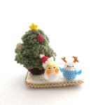 【受注制作】もこもこツリーとクリスマスインコちゃん