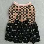 完成品 胴回り47cm ニット＆コーデュロイ　リボン柄 ワンピース